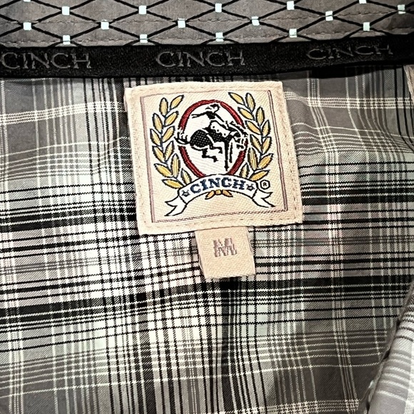CINCH Men’s Medium Longe Sleeve Logo Plaid Cowboy Western Pattern Cuff RG - Picture 9 of 11